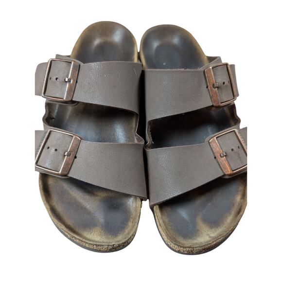 Womens Birkenstock Arizona Birko-Flor Dark Brown 2 Strap Sandal Sz 38 (7.5-8 US) - Picture 1 of 12